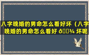 八字晚婚的男命怎么看好坏（八字晚婚的男命怎么看好 🌾 坏呢）